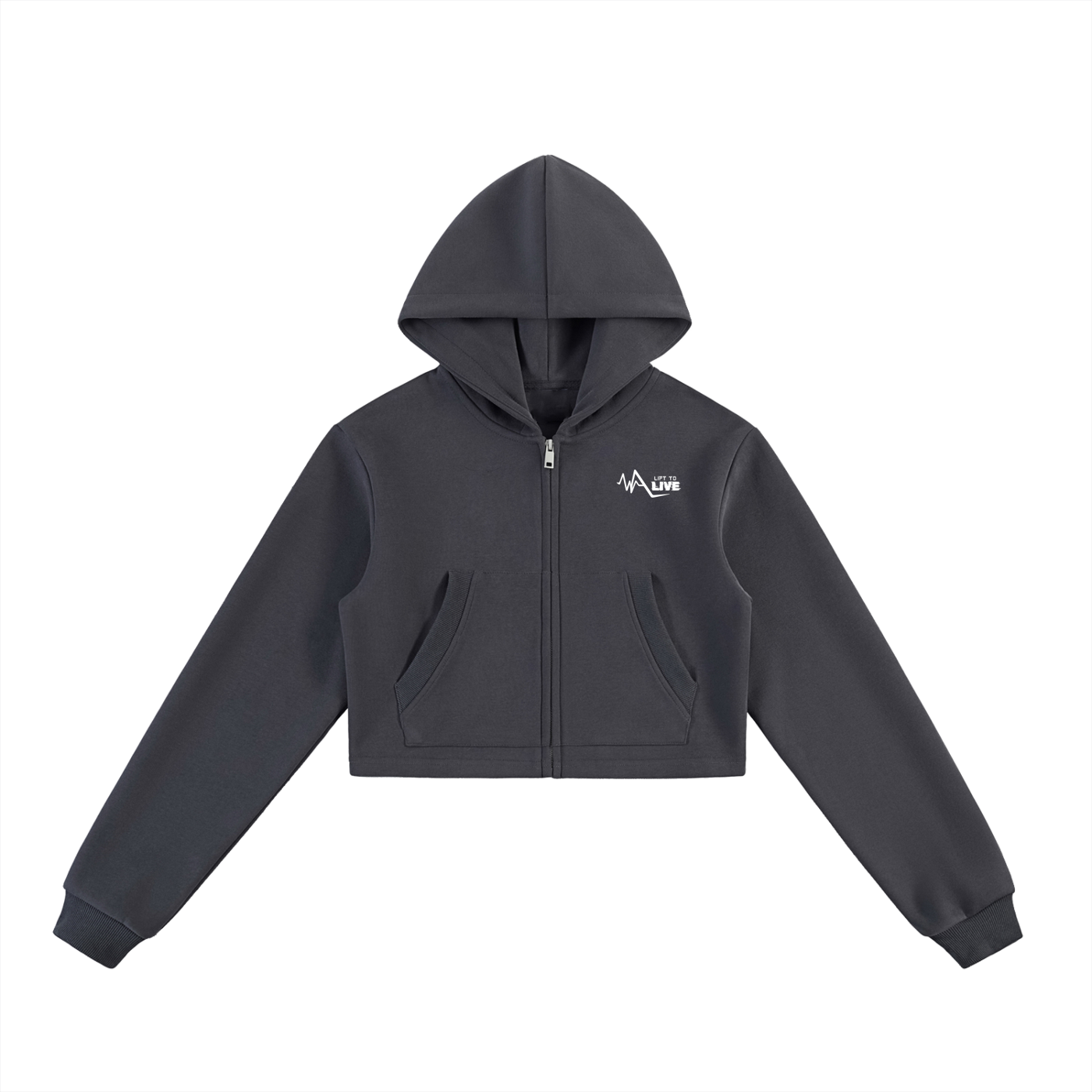 Essential Cropped Zip-Up Hoodie